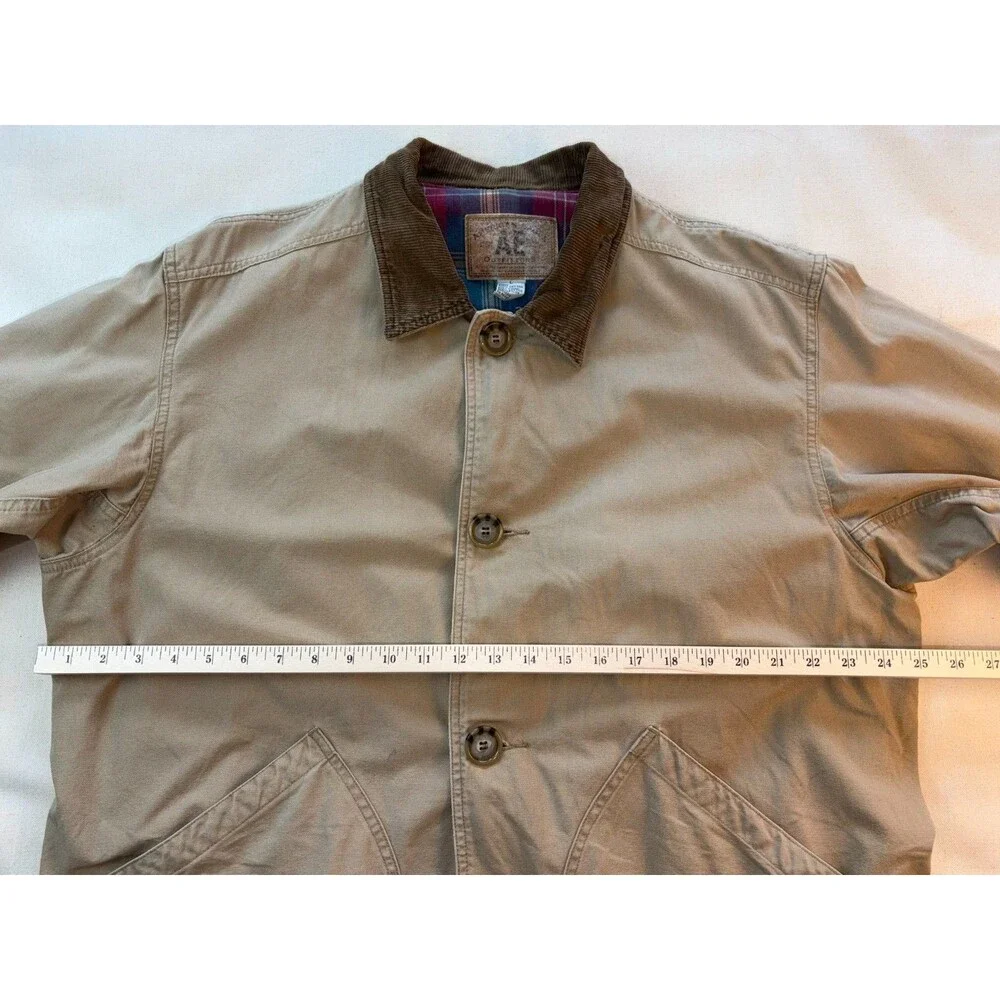 American Eagle Outfitters Mens Chore Coat Tan Flannel Lined L Barn Field Jacket